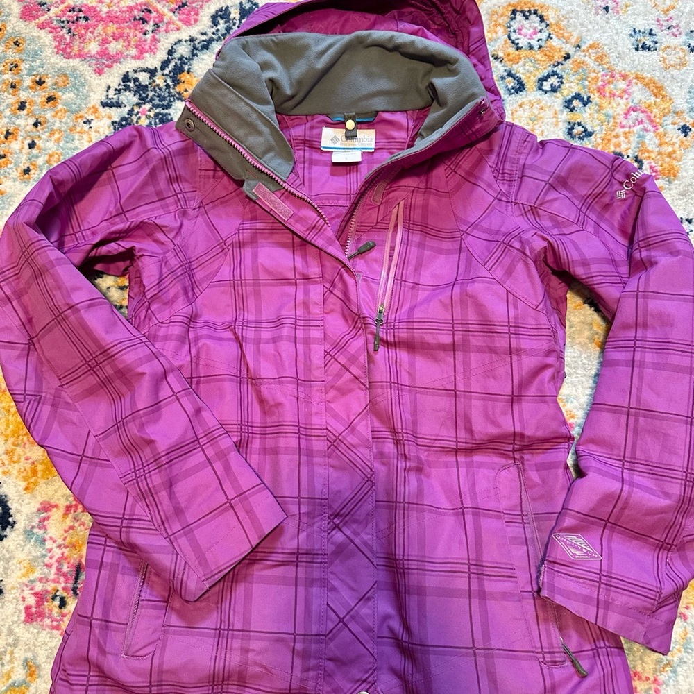 Columbia Purple Plaid Hooded Ski/Snowboard Jacket